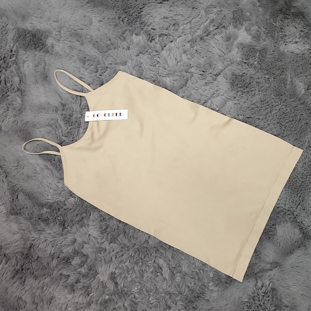 Colorful Beige Basic Top Size:OS